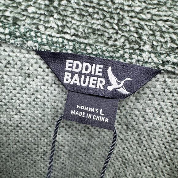 Eddie Bauer Sweatshirt Womens Large Green Fleece Pullover COMFY + Pockets NEW - Picture 2 of 11